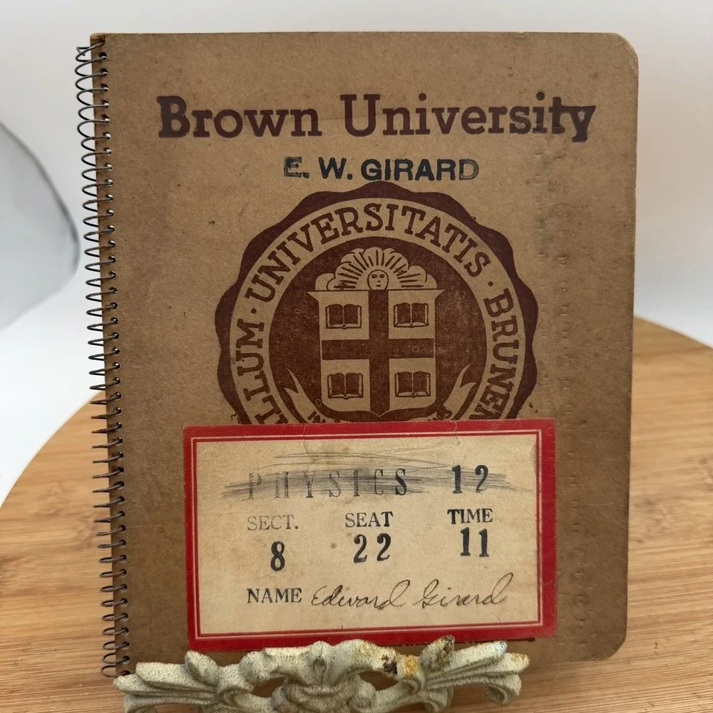 Rare Brown‎ University Notebook Wisconsin Seal Error Physics Student Korean War